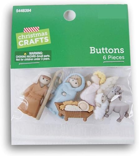 Christmas Crafts Belén Botones - María, José, Niño Jesús