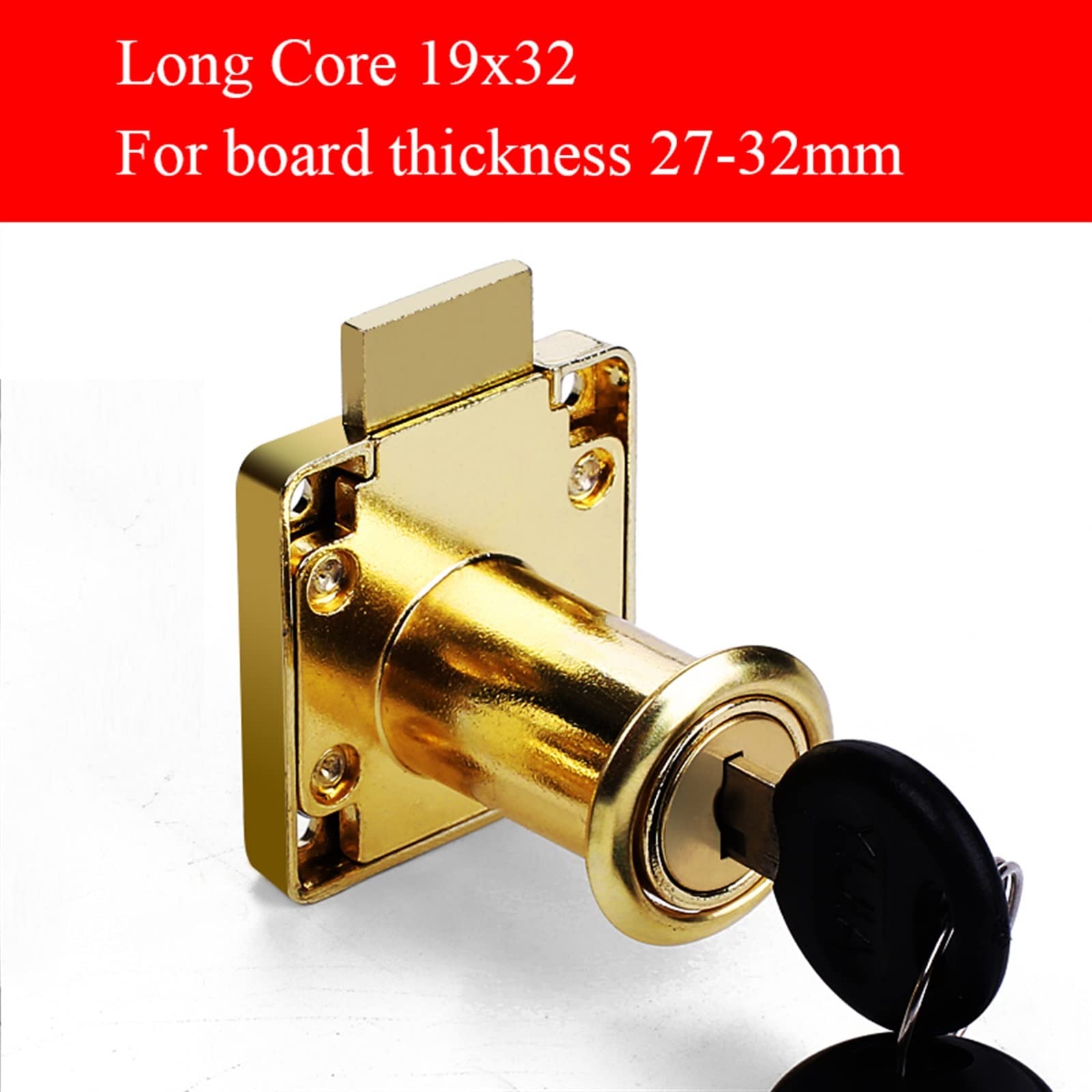 Zamek do szuflady biurka 22/32 mm srebrne złoto zamki do szafy zamki do szafek meble zamki krzywkowe wiercenie z kluczami 1 szt. (kolor: 32 mm złoty)