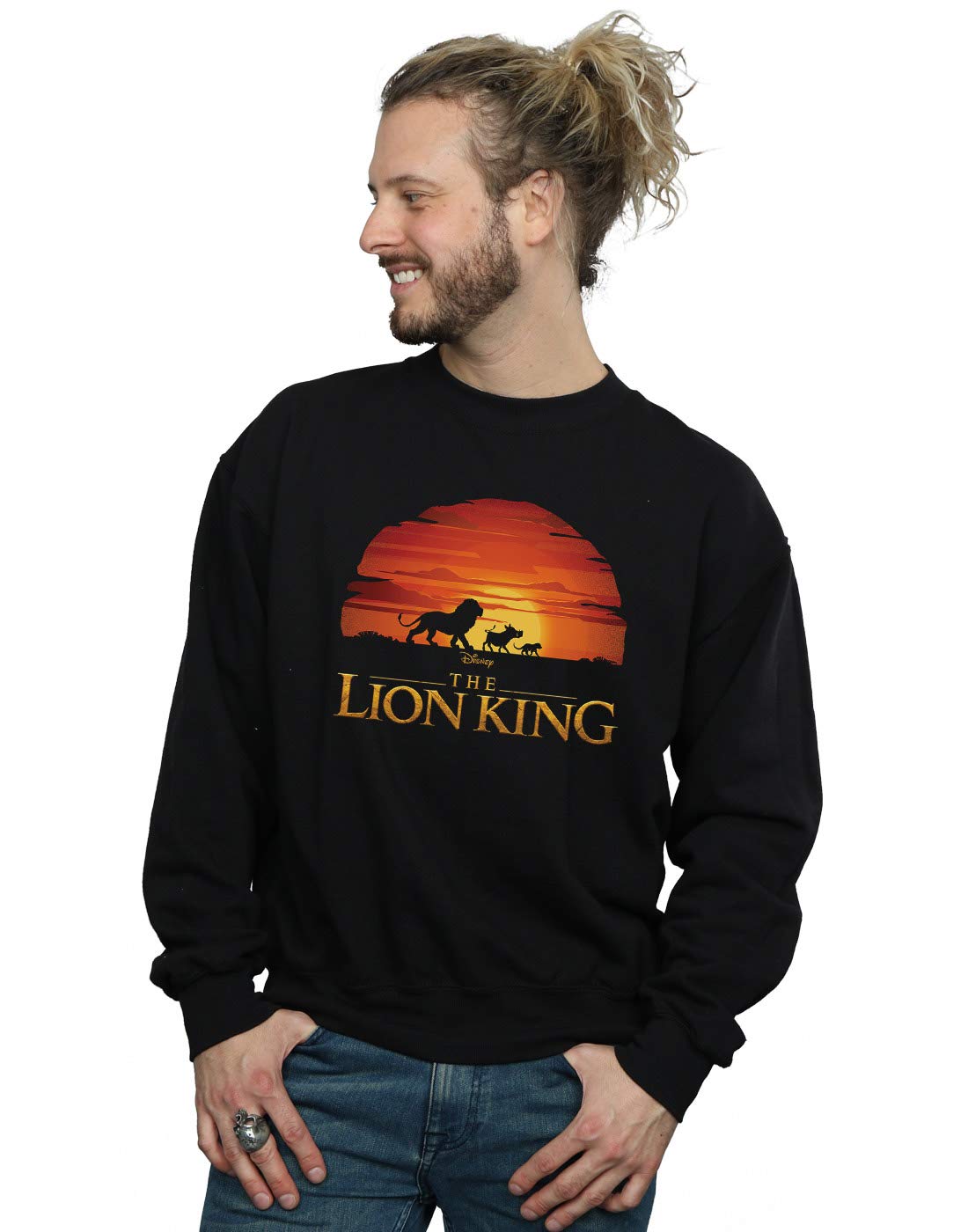 Disney Men's The Lion King Movie Sunset Logo Sweatshirt Black Medium