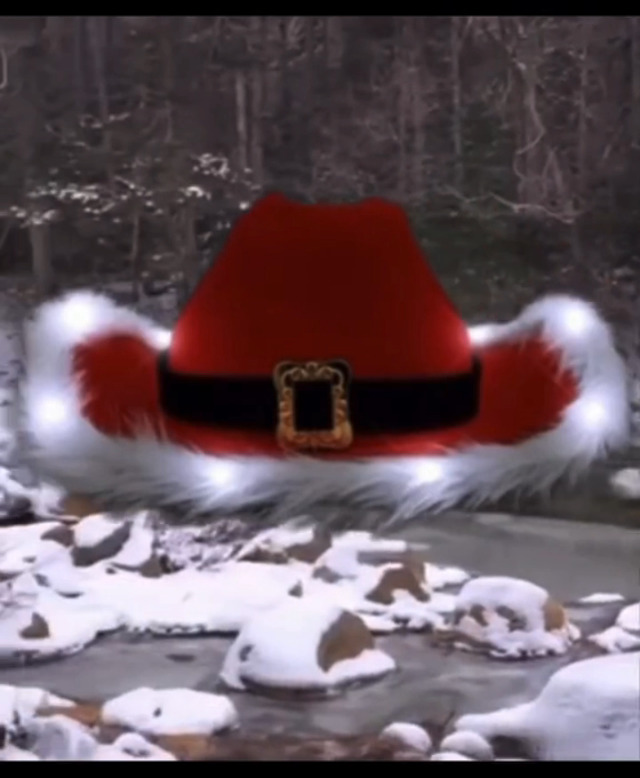 Chapeau De Cowboy De Noël Rouge Avec Père Noël Lumineux | Déguisement Festif Unisexe Pour Fêtes D'Hiver - 10