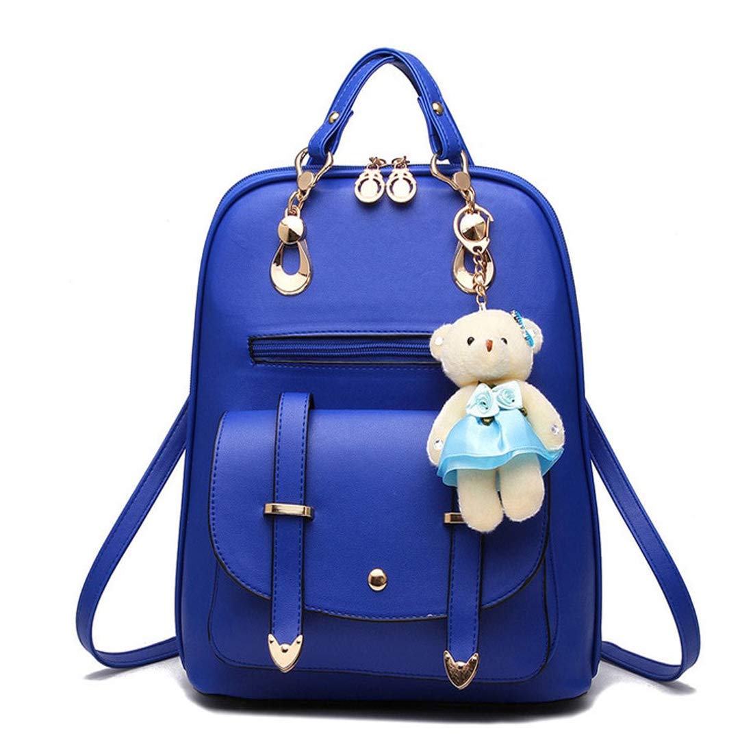 floki Fashion Korean Style Backpack Shoulder Bag with Teddy Bear for Teenager Girl Women Lady Casual Bag Pack Dual Usage Bag-picture-12