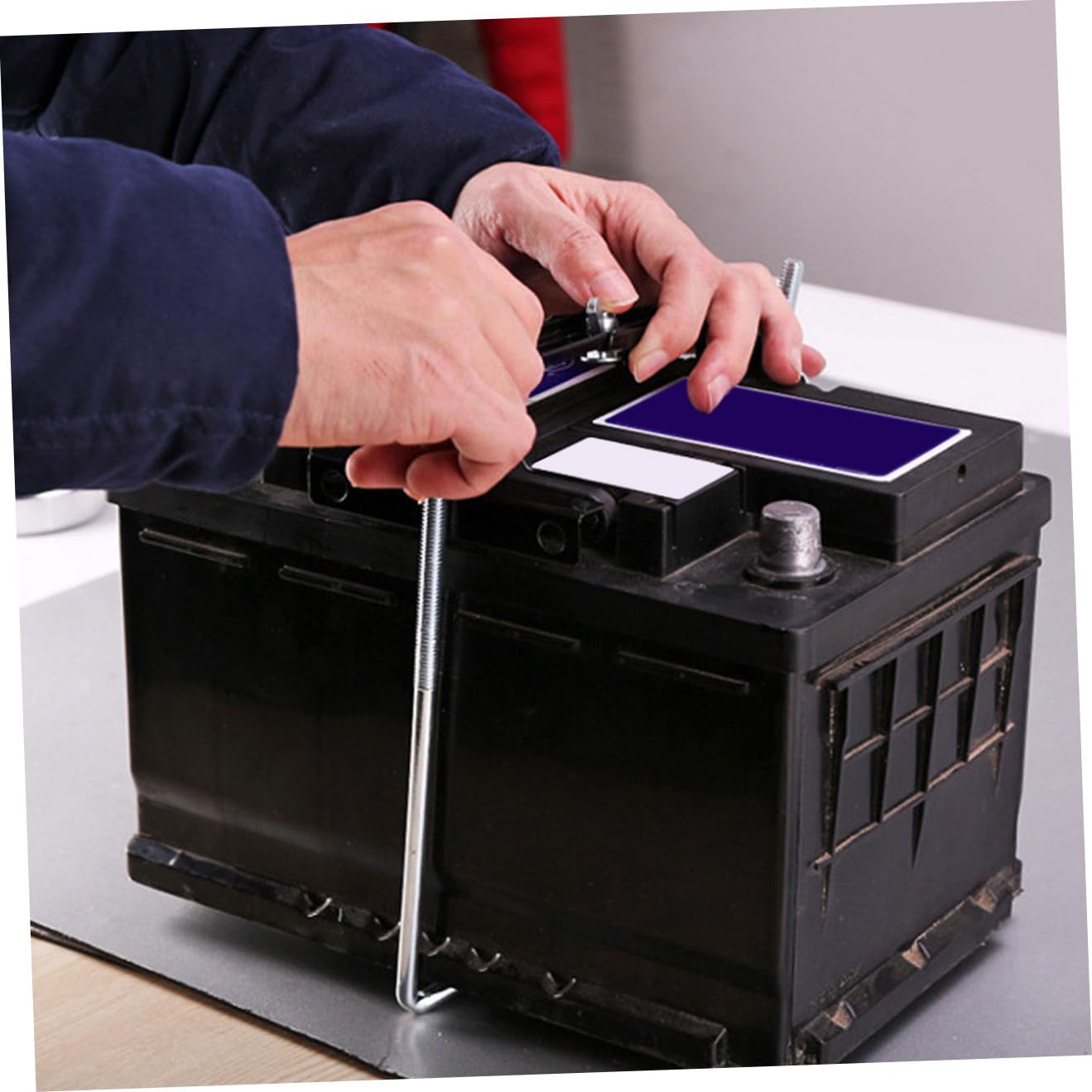 Support de Batterie de Voiture en Fer 1 Set, Noir