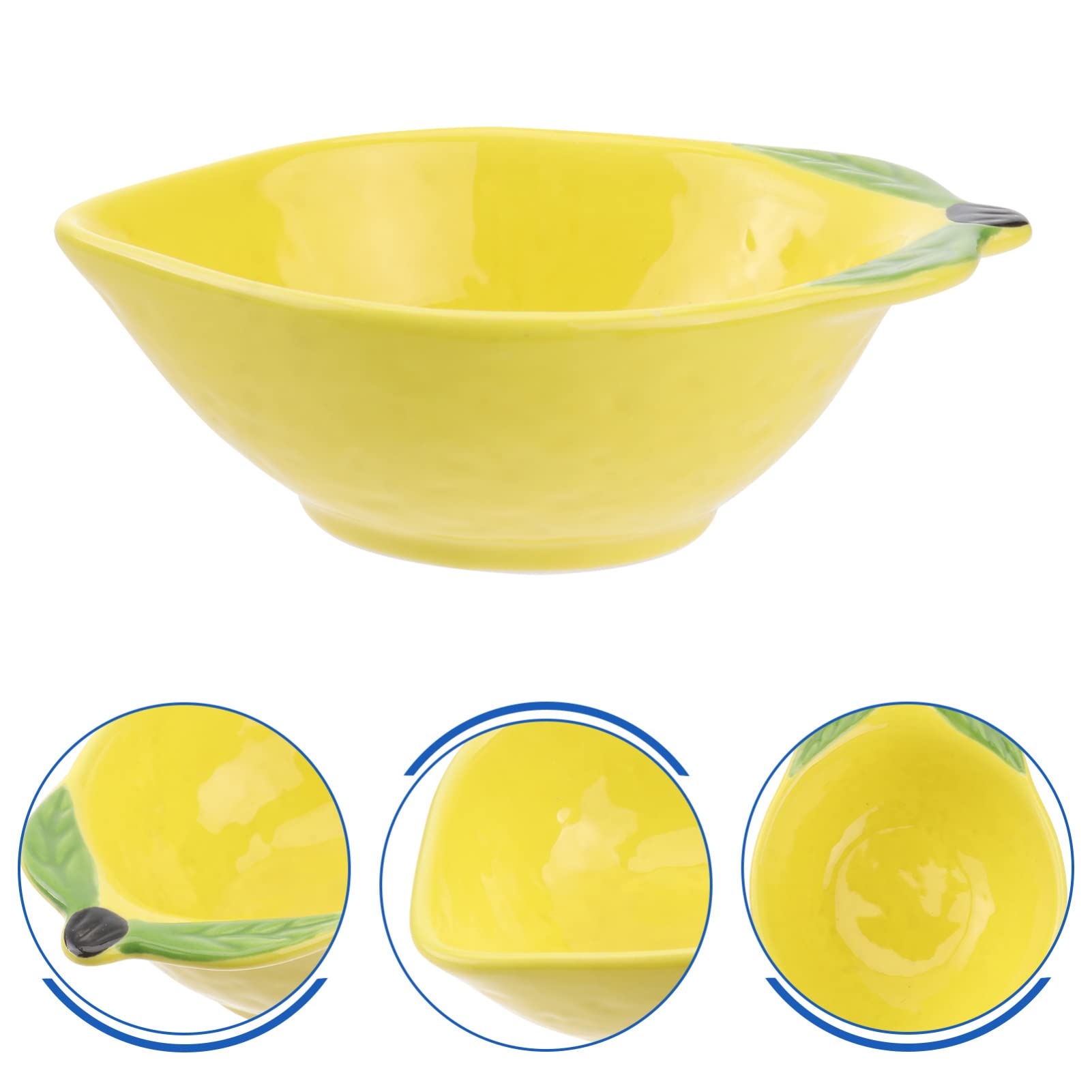 Housoutil Lemon Shaped Bowl, Mini Serving Bowl, Ceramic Fruit Bowl Decorative Plate for Snacks Fruit Salad Dessert