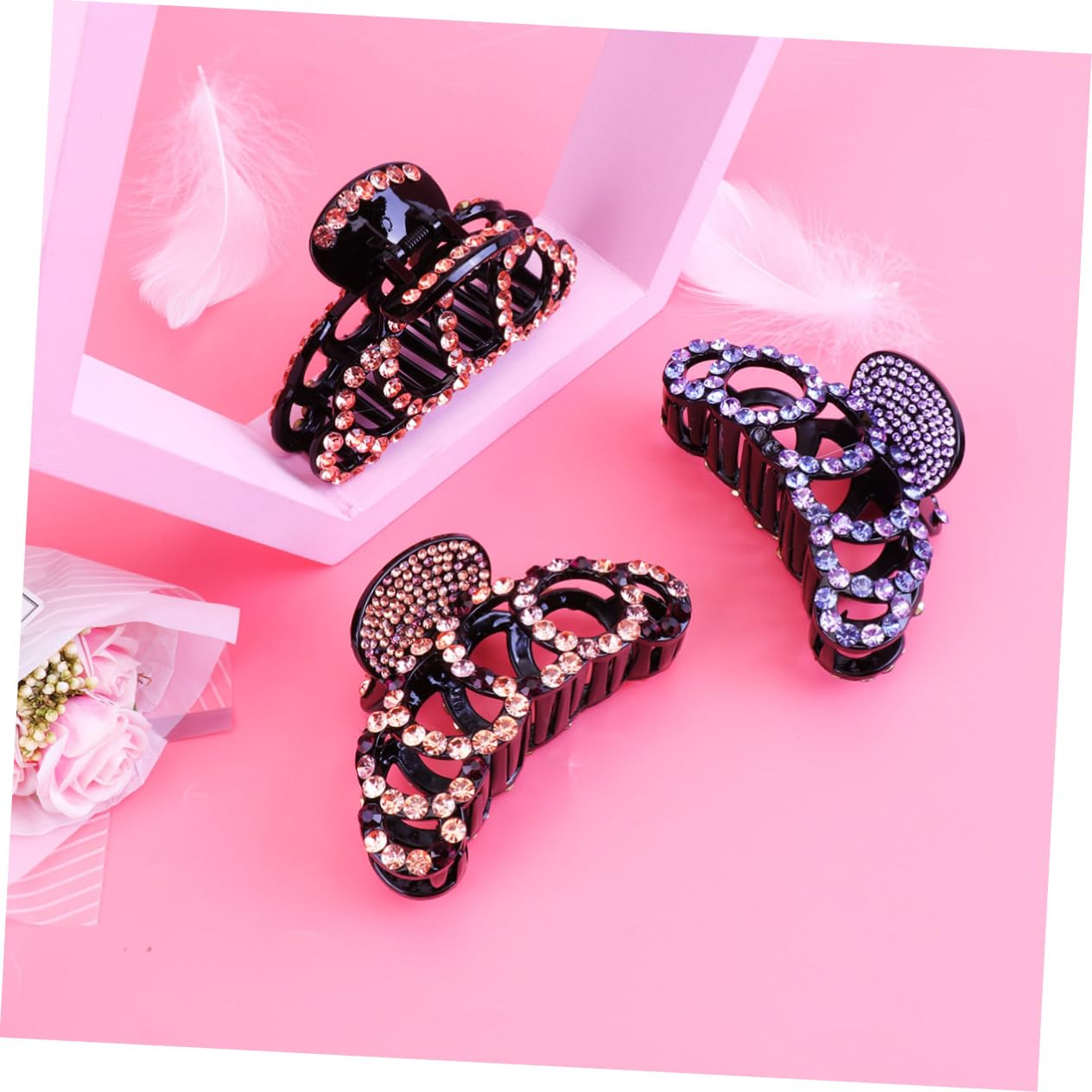 Housoutil 9stücke Teiliges Großer Haarklammern Mit Strass Für Elegante Hochsteckfrisuren Stylische Haaraccessoires Für Damen Violett Und Champagner