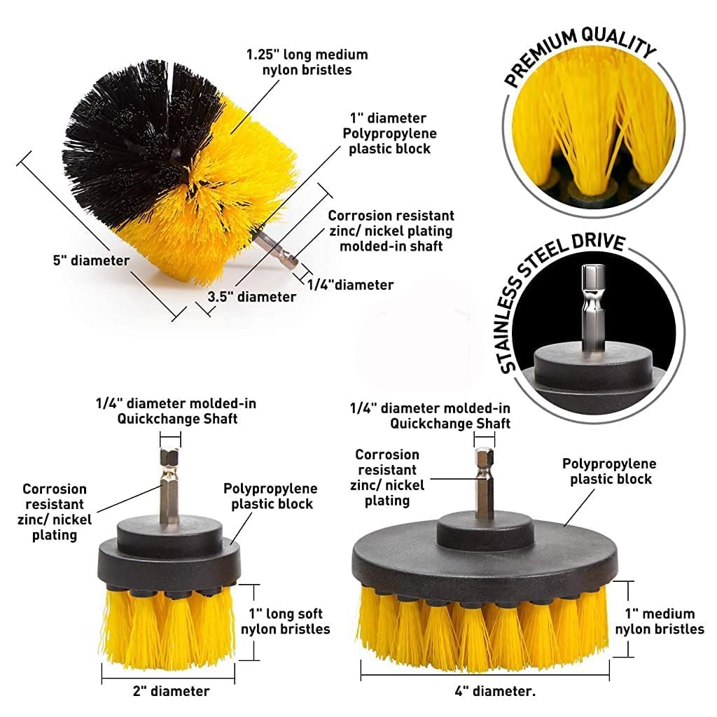 8 Pcs Power Drill Scrubber Brush Set, Drill Brush Attachment Set | Scrubber Brush Pads for Tile | Multipurpose Drill Brushes for Cleaning of Bathroom Surfaces, Kitchen, Pool, Flooring and Car(8 Pcs)