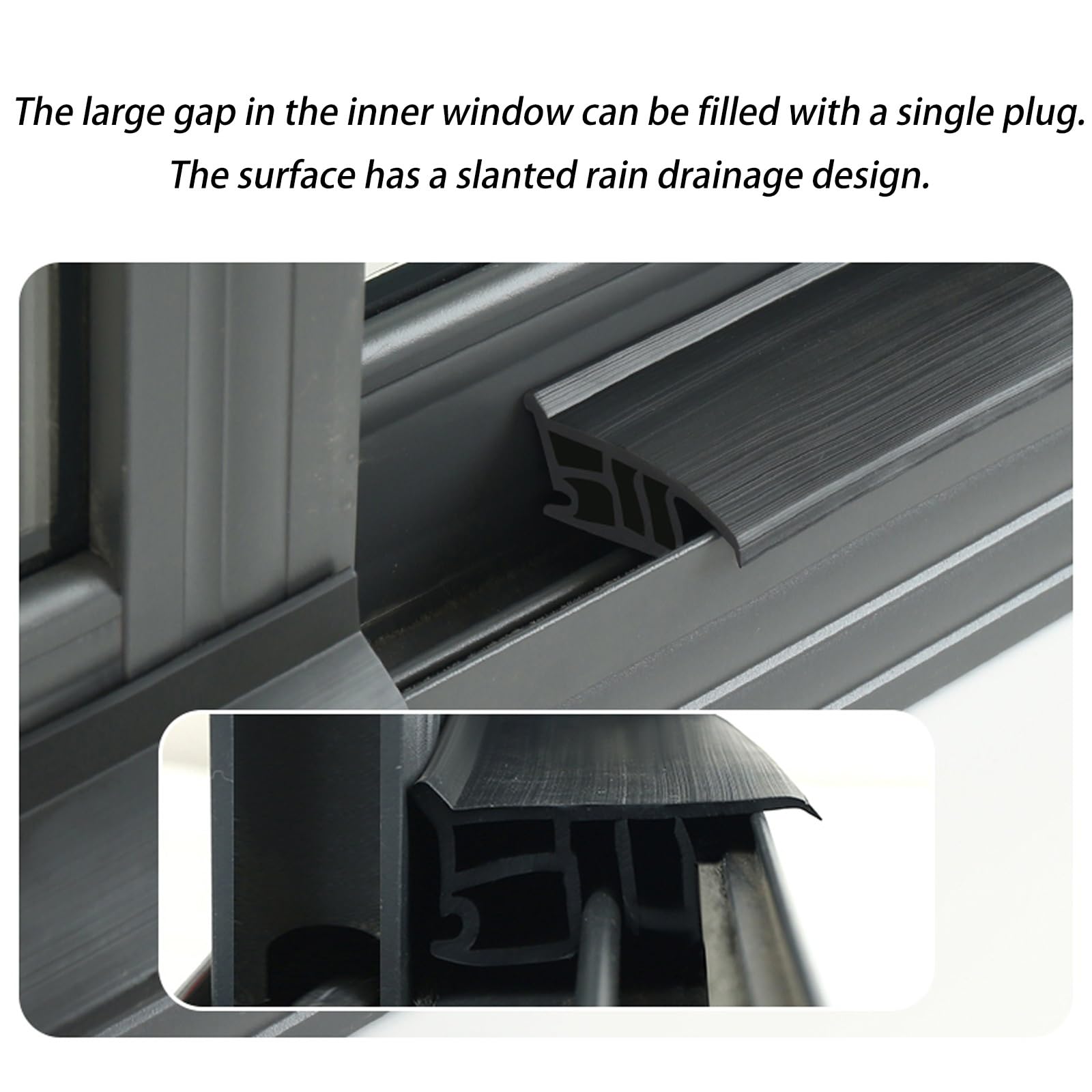 Negro Burlete Ventana Corredera Autoadhesiva, Tira De Sellado De Goma Autoadhesiva For Prevenir La Lluvia Y El Reflujo De Agua De Lluvia En Puertas Y Ventanas 1m-5m