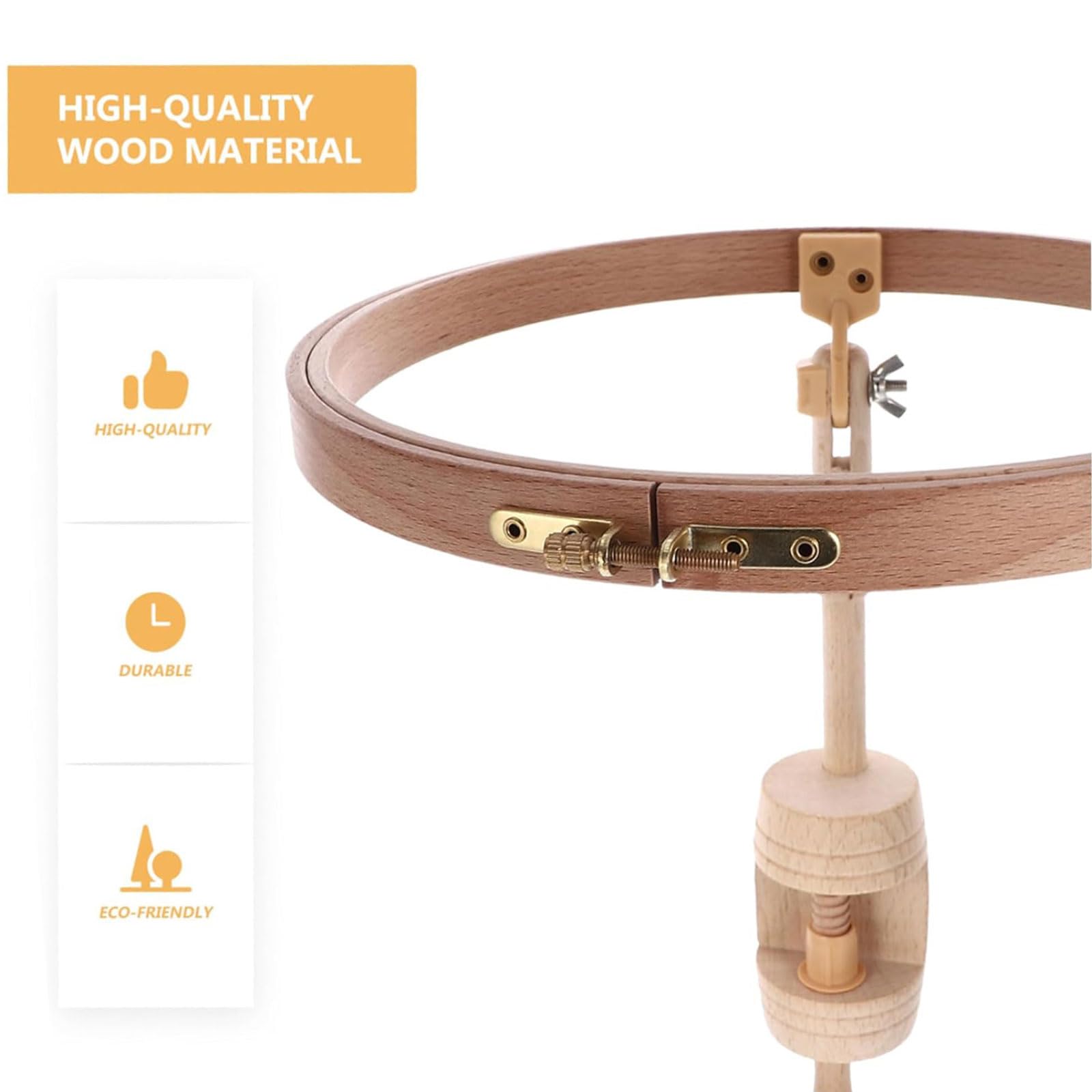 Soporte de bordado Aro de bordado de madera de haya, herramienta auxiliar de bordado con marco de bordado para mesa, Clip adecuado para entusiastas del bordado Punto de cruz