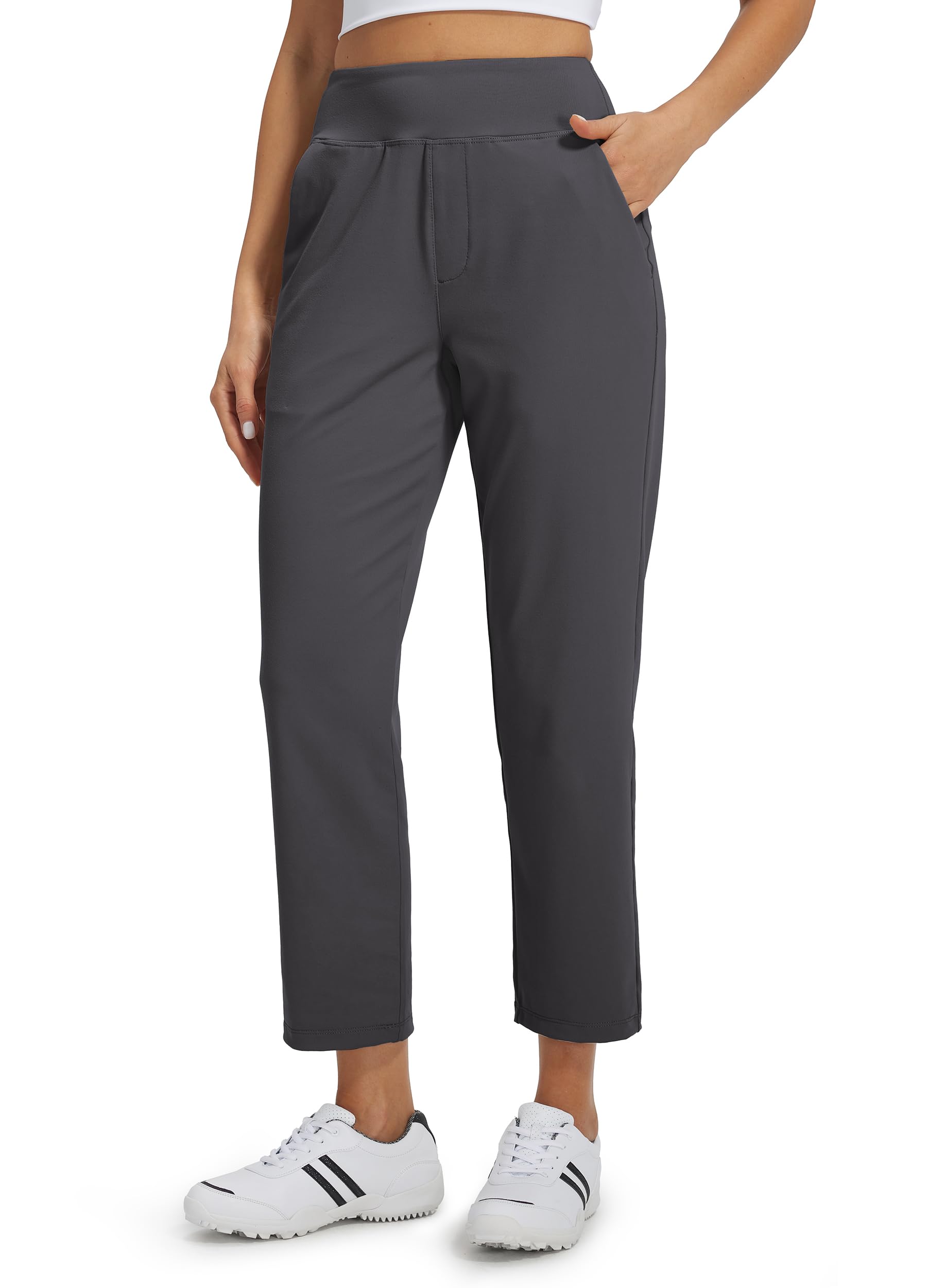 Libin Damen Golfhosen 7/8 Lang Hose Sommer UV Leichte Stoffhose Freizeithose Anzughose Business Stretch Jogginghose Kurzgröße Schlupfhose Laufhose Trainingshose Sweathose mit Taschen