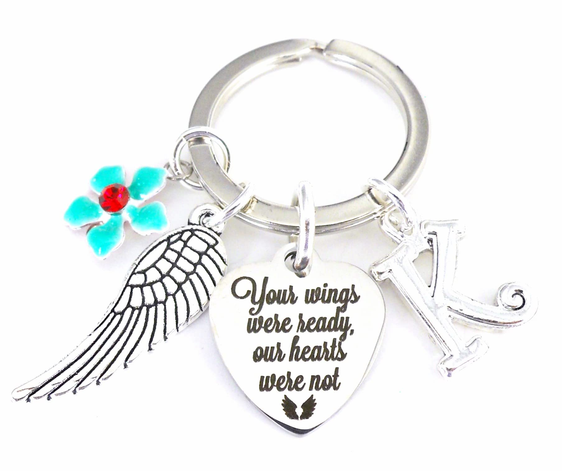Sympathy Condolence Gift, Handmade Personalized Memorial Key Ring, Your Wings were Ready, Our Hearts were Not Keychain