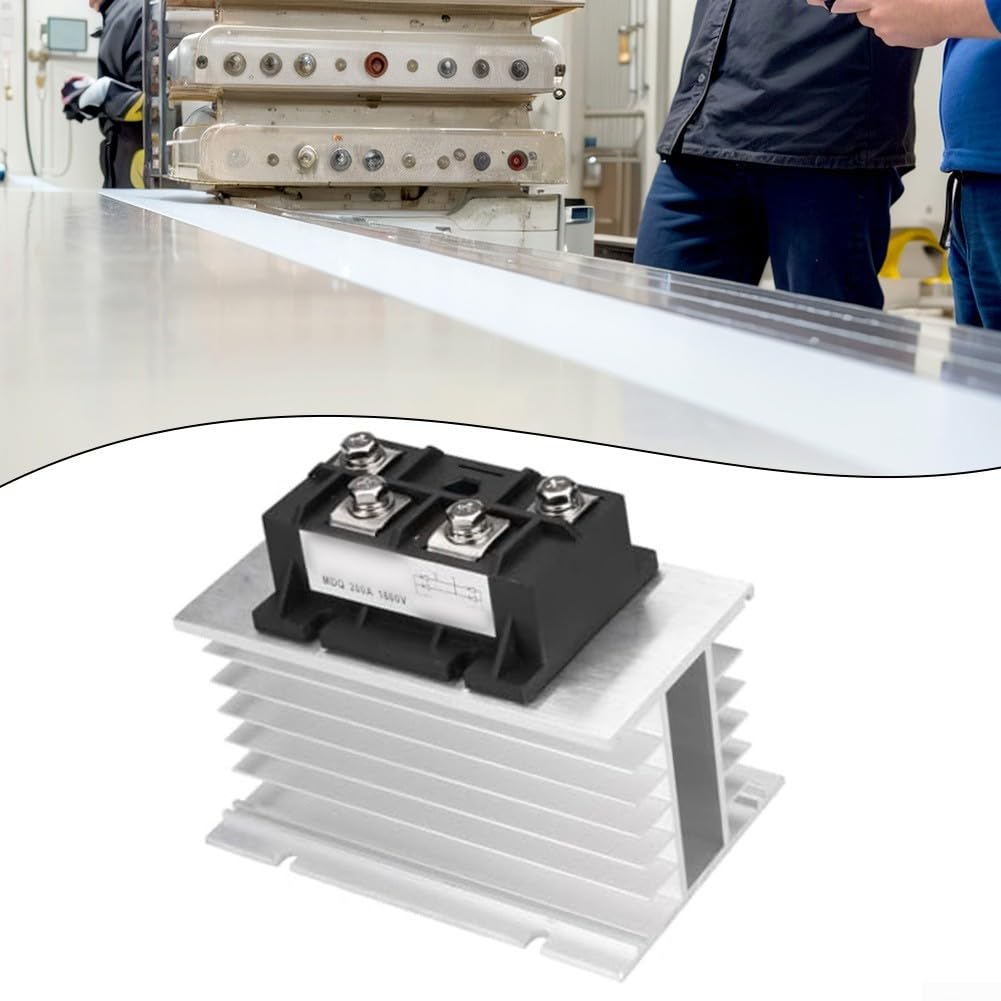 Raddrizzatore a ponte 200A 1600V, modulo a diodi monofase con dissipatore di calore in alluminio, per alimentatori CC e apparecchiature elettriche ad alta potenza