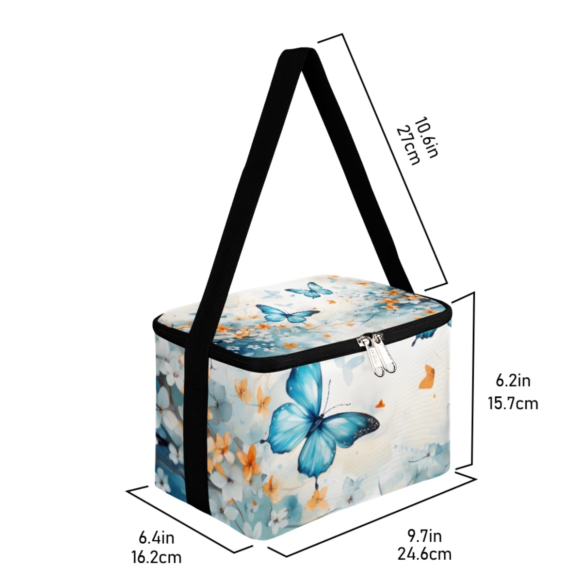 GzLeyigou Lunch Bags for Women Men 9 Cans,Butterfly Hot & Cold Food Delivery Bag Insulated Grocery Bag Insulated Lunch Box Butterfly Floral Cooler Bag for Office Work Picnic Beach