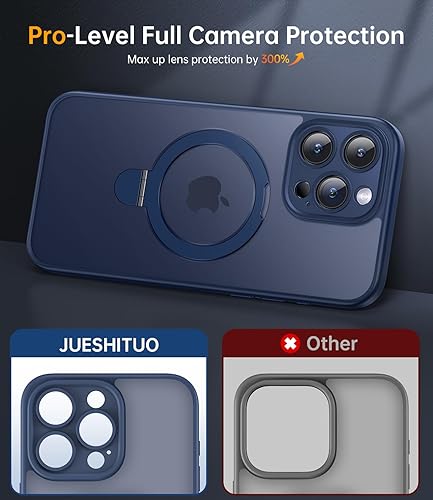 Miniatura 3 de JUESHITUO Funda para iPhone 15 ProMax con soporte magnético protección completa de la cámara compatible con MagSafe grado mil, a prueba de golpes,