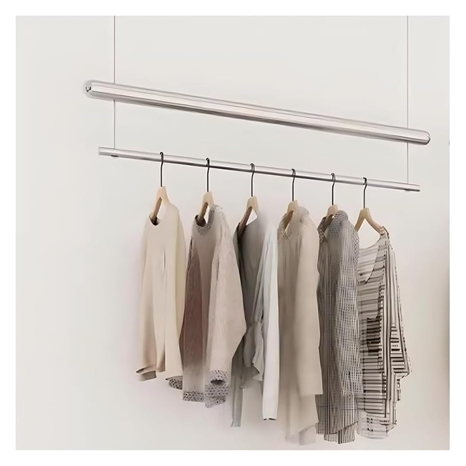 JKJZSALJ Adjustable Height Ceiling Hanger Clothing Store, Boutique Clothes Store Wedding Dress Hanging Rack Creative Multifunctional Garment Rack Retail Clothing Store Display Shelf,Silver,100cm/39