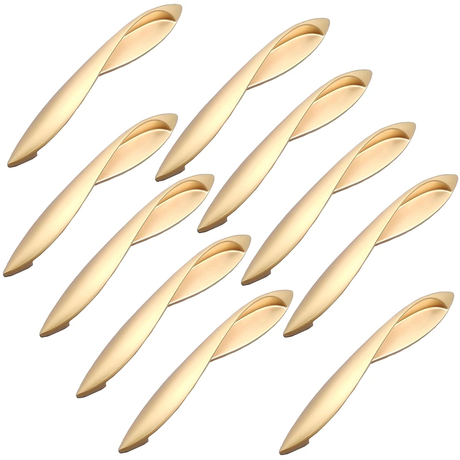 Frolahouse Color B 10Pcs Kitchen Cupboard Handles, 128Mm Gloden B Pull Door Handle, Zinc Alloy Cabinet Handles ,Leaf Shape Furniture Door Pull Handles For Home Bedroom Wardrobe Dresser