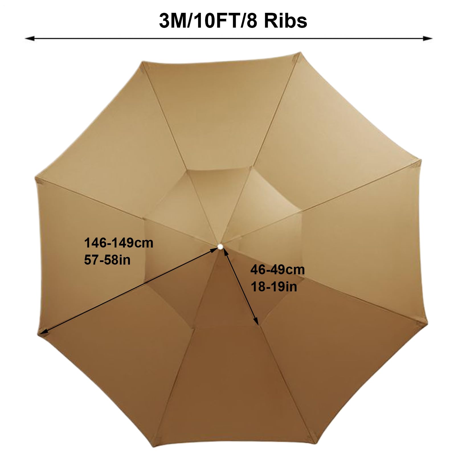 Wymienny parasol tarasowy, zapasowy parasol zewnętrzny, wiatroszczelny, dwuwarstwowy klosz, na plażę, basen, podwórko, werandę, balkon, podwórko, ogród, taras piknikowy