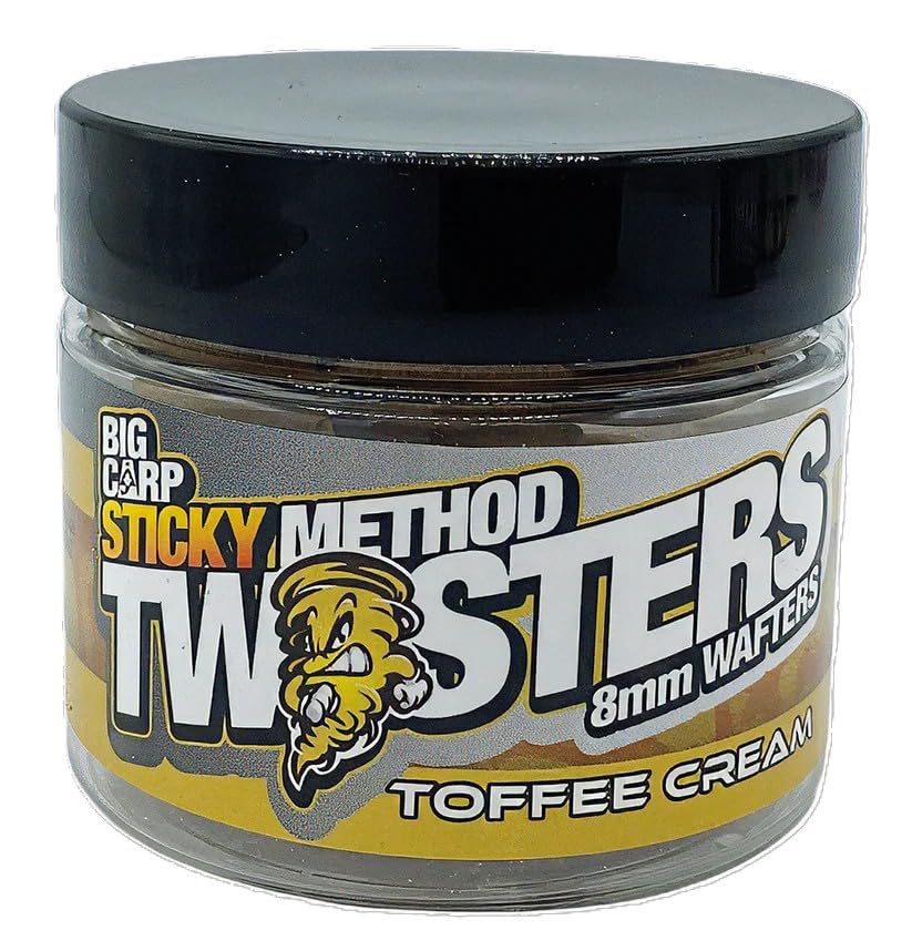 Bait-Tech Sticky Method Twisters 8mm Toffee Cream Flavoured Wafters for Fishing & Angling