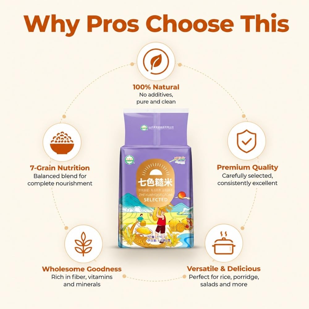 500 g de mezcla de arroz integral de siete granos, grano entero 7 en 1 recién molido del noreste de China