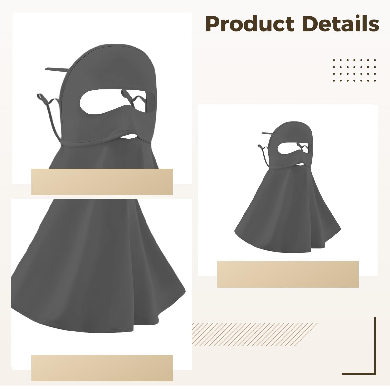 Lot de 3 masques faciaux pour les sports de plein air et les voyages, respirants, coupe-vent, anti-poussière et à séchage rapide, tissu léger en soie glacée, protection solaire UPF 50+, protection
