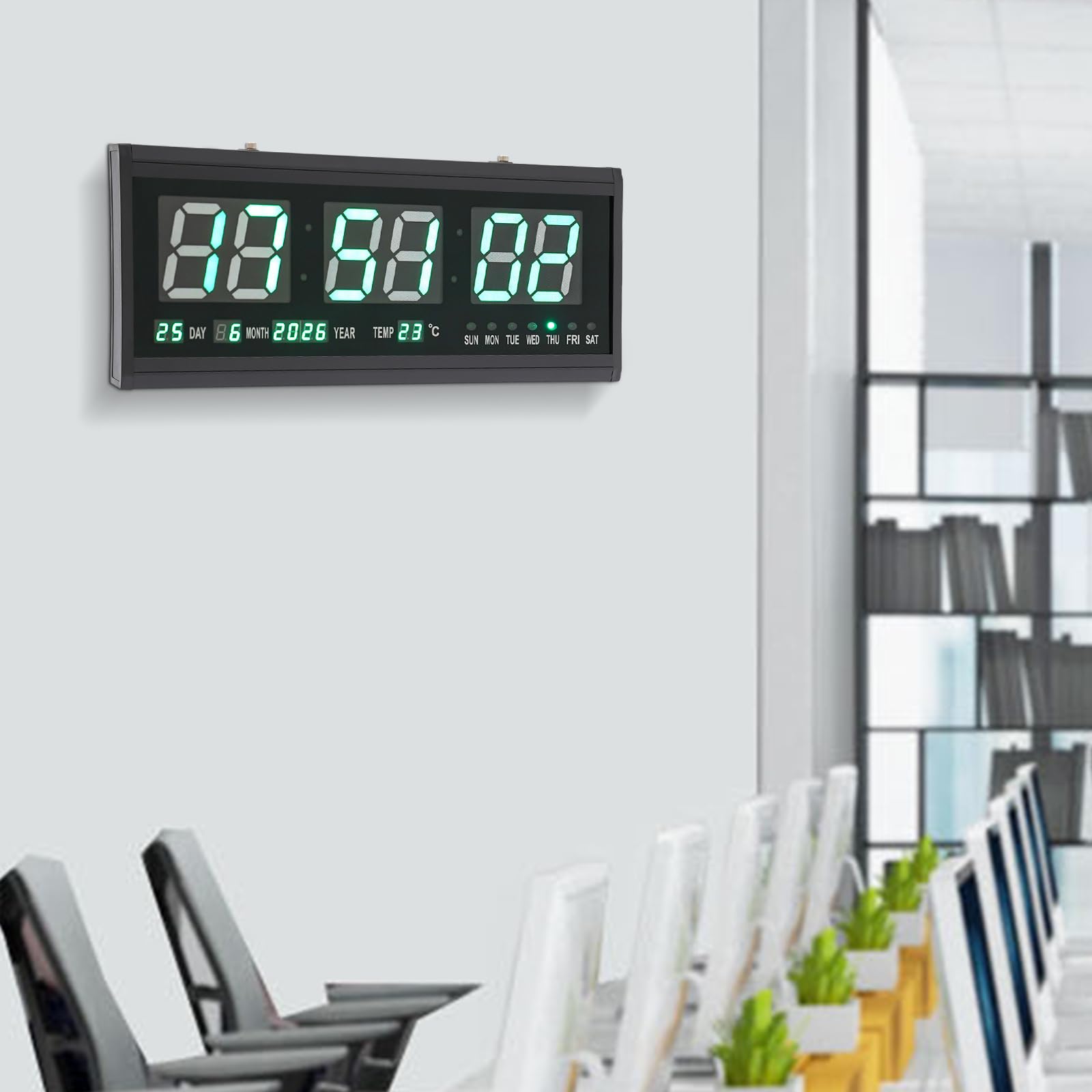 Cyfrowy zegar ścienny LED z wyświetlaczem temperatury i daty, duży ekran ścienny budzik LED elektroniczny zegar ścienny odpowiedni do sypialni salonu biura
