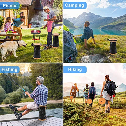 Image of VOLIXOD Foldable Telescoping Stool Portable, Retractable Stool for Adults, Upgraded Collapsible Folding Seats with Load Capacity 550lbs, Camping Stools for Adults