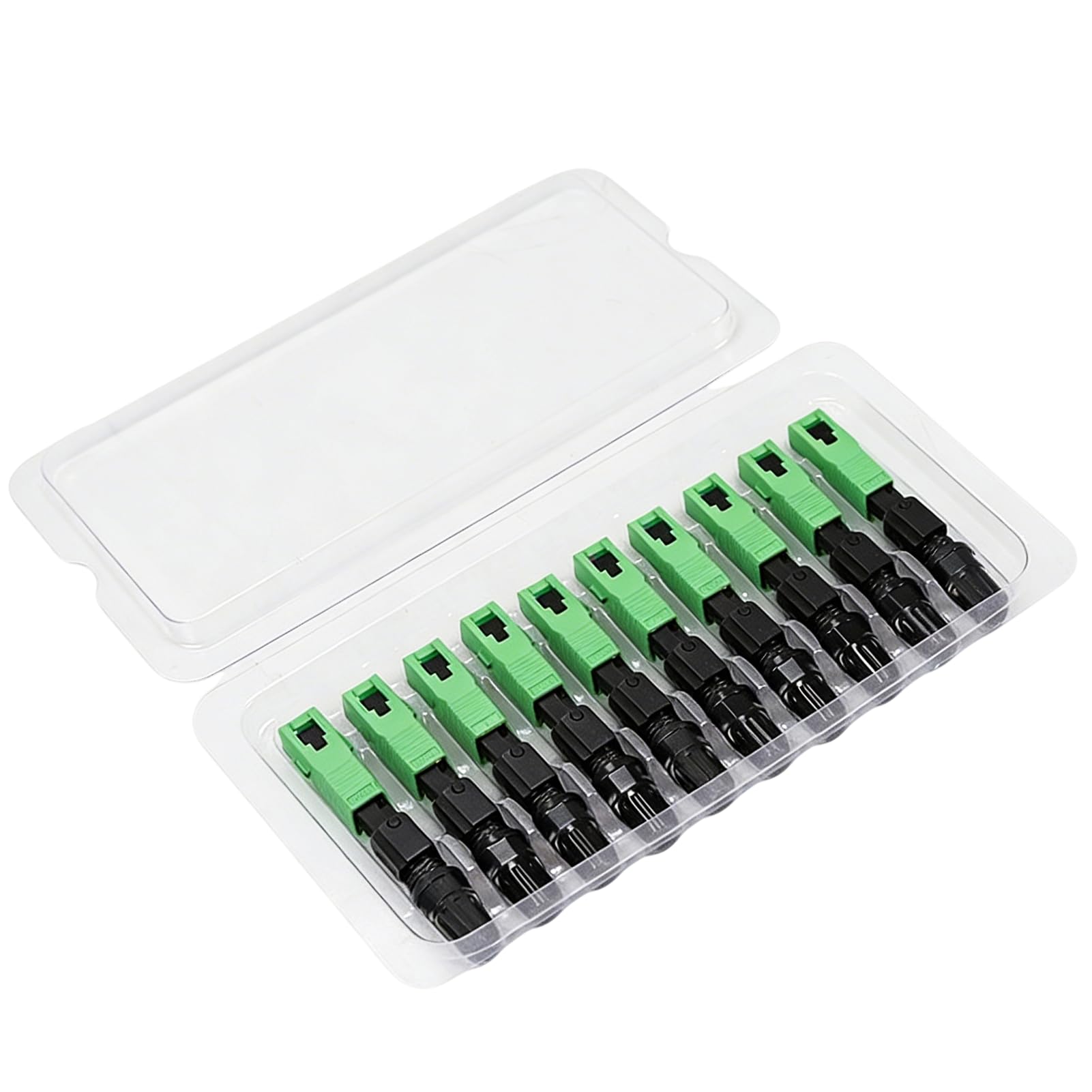Conector SC/APC Fibra Óptica Rápido Verde Negro Preensamblado Inserción ≤0,3dB Retorno ≥50dB Lote 10