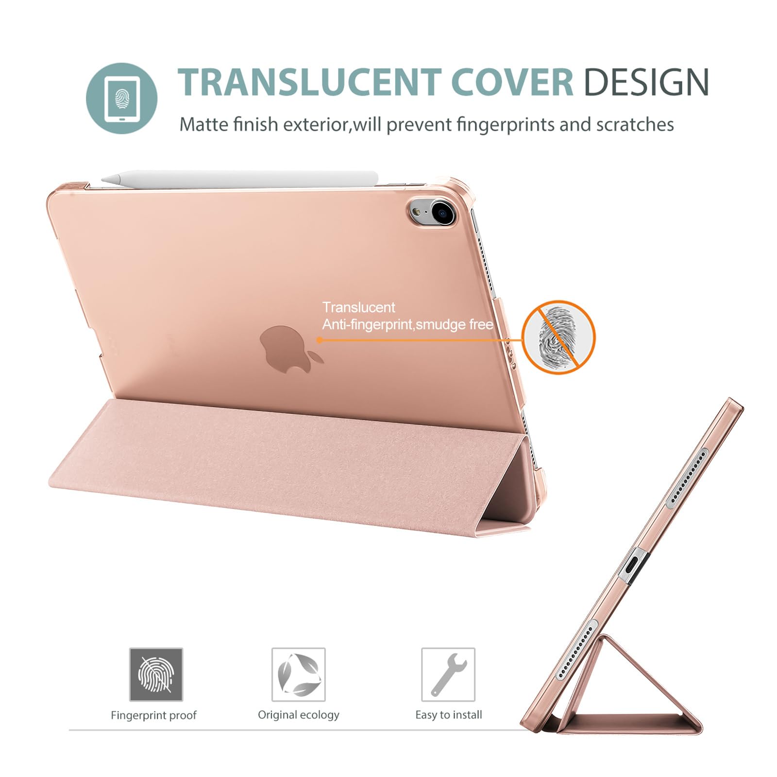 Funda Para IPad Air 11'' Y 10.9'' (Modelos 2020-2025) - Con Portalápices Y Carcasa Trasera Transparente - Azul Claro, Protección Antigolpes Y Función Atril