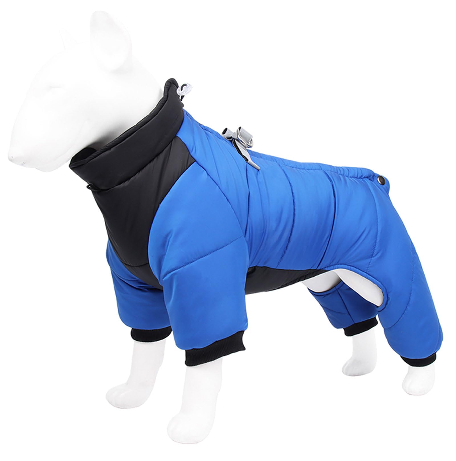 Dog Coats Waterproof with Legs and Harness Hole for Small Medium Large Dogs, Cold Weather Reflective Dog Jacket Vest for Puppy, Bichon Pomeranian Corgi Bulldog (Small, Blue)