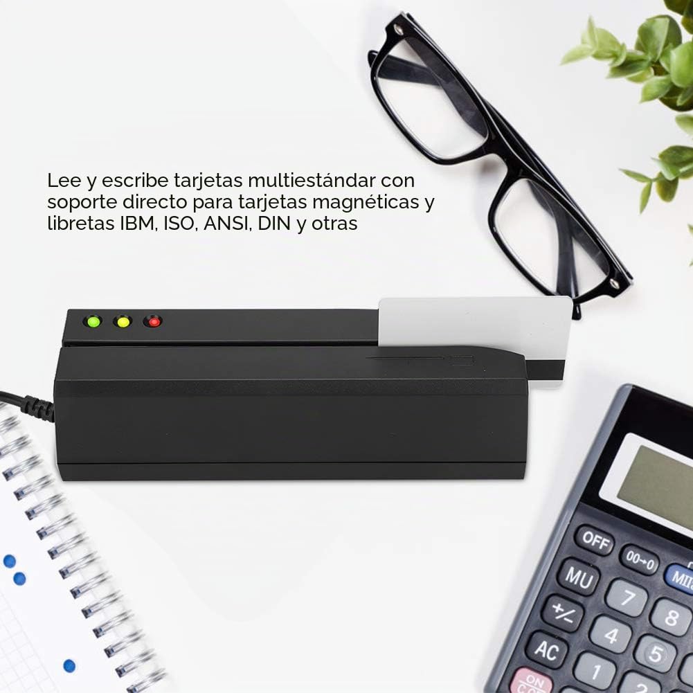 MSR605X Lector de Tarjetas de Banda Magnética Codificador de Deslizamiento USB 3 Pistas Lectura Escritura Pista 1 2 3 con Zumbador Indicador LED