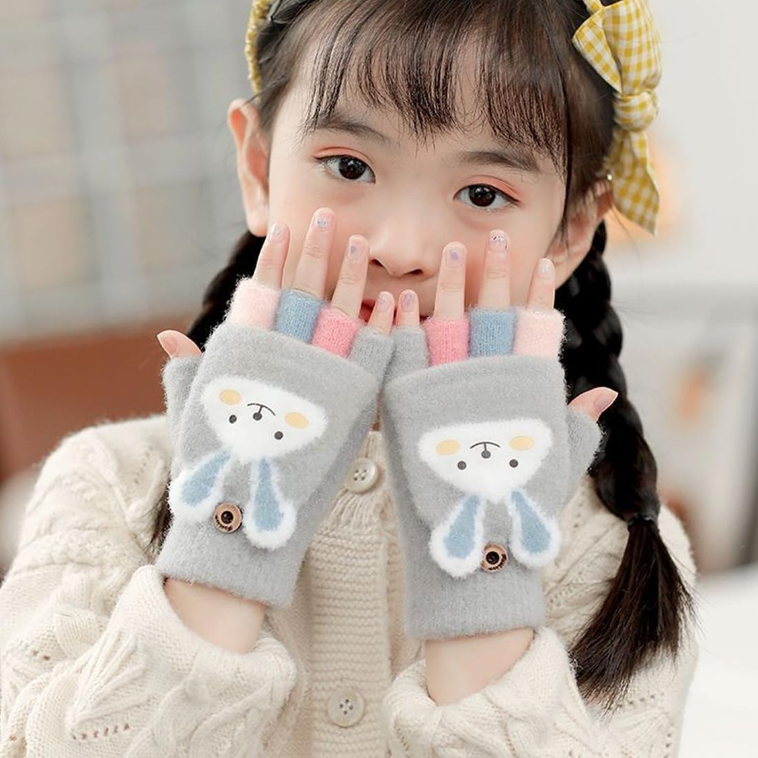 Guanti magici lavorati a maglia per bambini caldi Guanti mezze da elasticizzati per bambini Guanti caldi invernali Guanti senza da solidi Polso morbido per ragazze  200000297