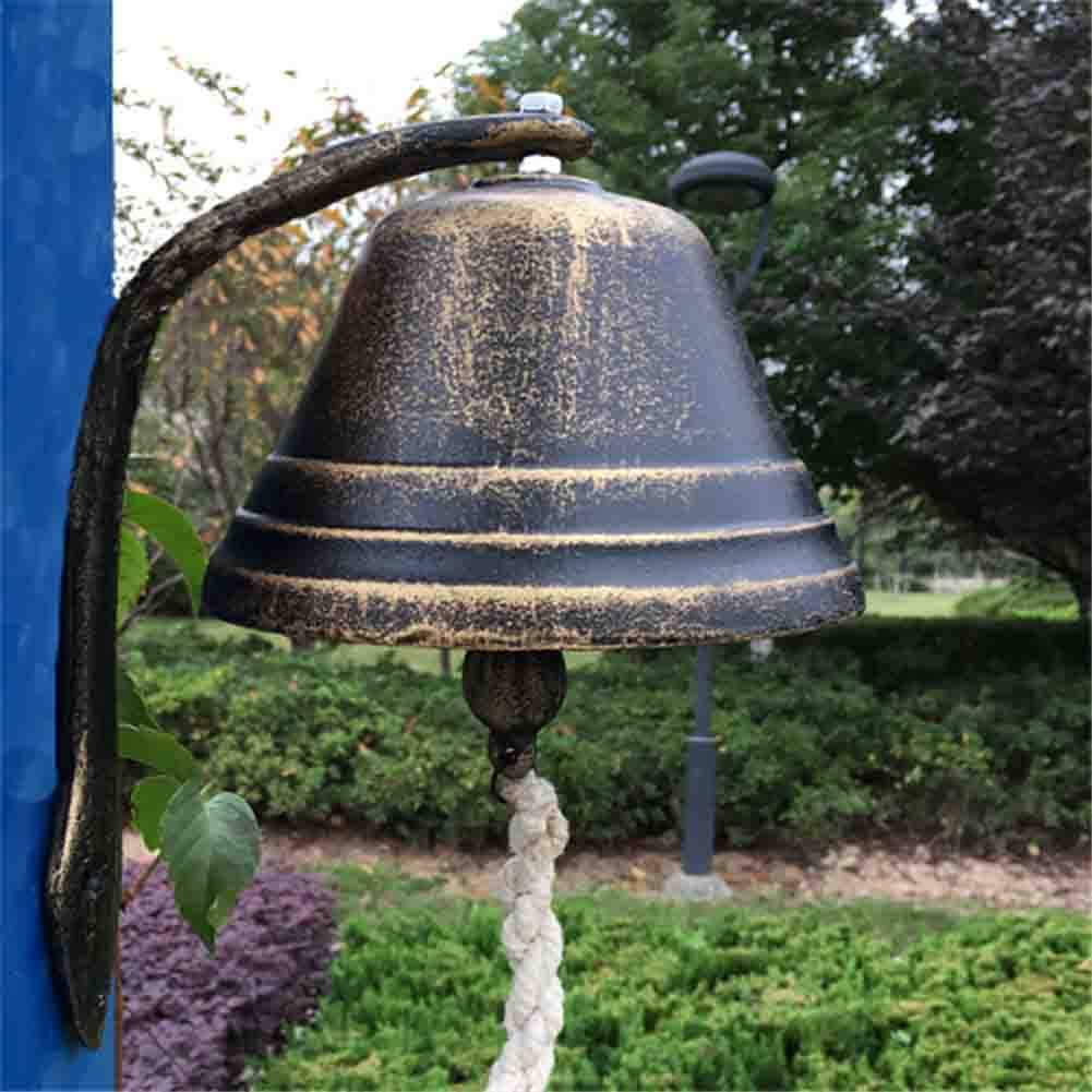 Cast Iron Dinner Bell, Wall Mounted Bracket Dinner Bell, Dinner Bells for Outside, Pub School Dinner Reception Wall Mountable Dinner Bell