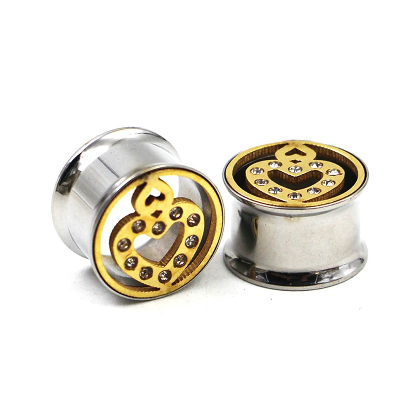 Daesar Tunnel 8-25MM, Ohr Plugs Edelstahl Herz mit Zirkonia Ohrringe Piercing Ohrr Tunnel set