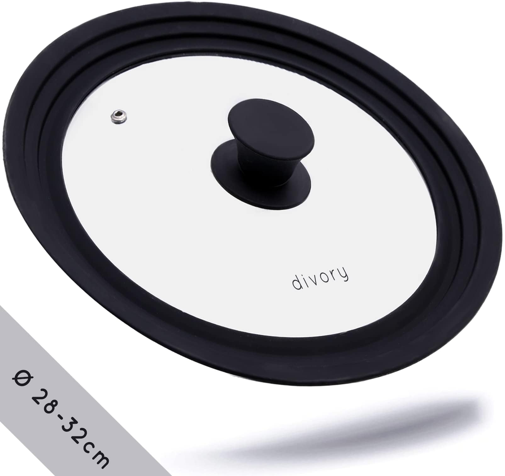 DIVORY universal glass lid diameter 28, 30, 32 cm, for pots wok, skillets and pans, frying pan, saucepan, cookware