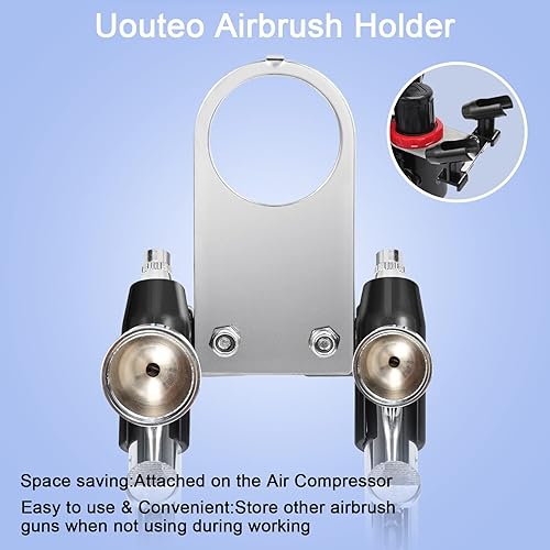 Miniatura 5 de Uouteo Mini soporte para aerógrafo se fija al compresor y tiene capacidad para hasta 2 pistolas de aerógrafo