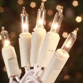 HISHINY 100 Count Mini Clear Christmas Lights 21ft White Wire String Lights UL Certified Indoor Outdoor Decor