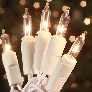 HISHINY Christmas Lights 100 Count Mini Clear Lights 21ft White Wire Christmas Tree String Lights Set for Outdoor