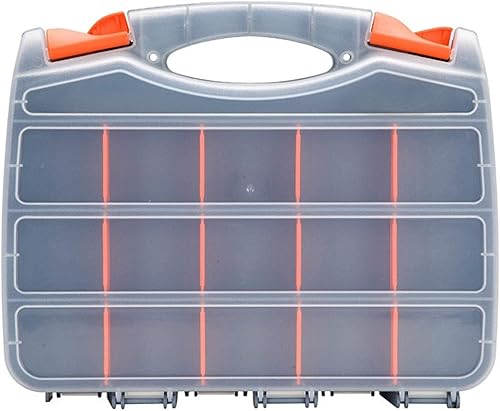 Caja de almacenamiento de costura para manualidades, 2 caras, 12 pulgadas, separadores personalizables, con 30 compartimentos ajustables para