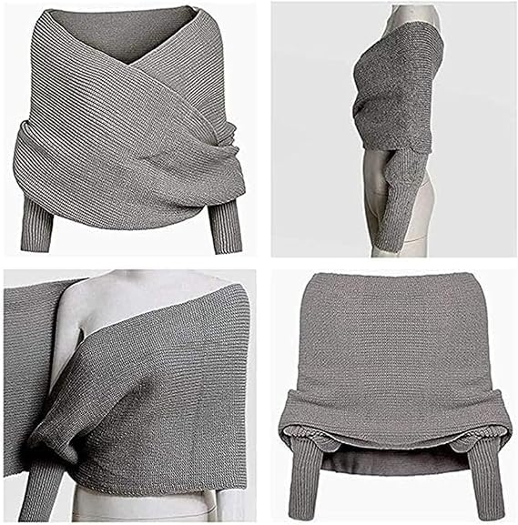 Freyaharper Scarves,Scarf with Sleeves for Women - Knitted Wearable Blanket Shawl, Thermal Arm Cover for Outdoor3