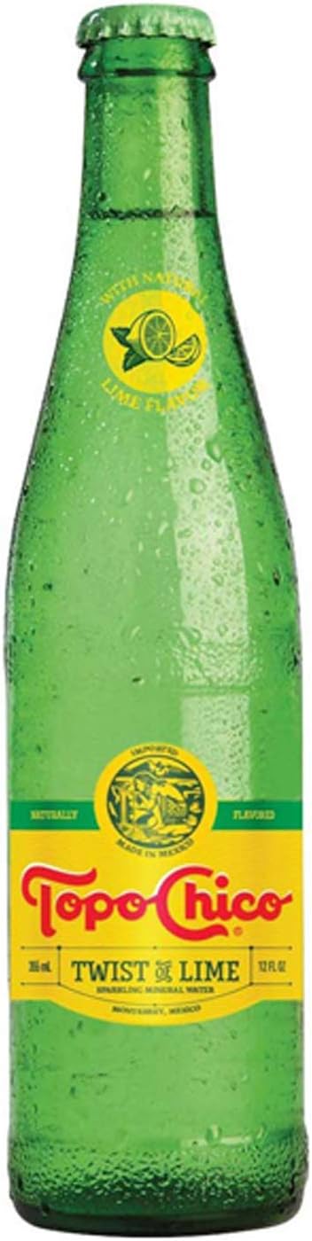 Topo ChicoTwist of Lime - Carbonated Natural Mineral Water with Natural Lime Flavor - 12 fl oz (355mL) (6 Glass Bottles)