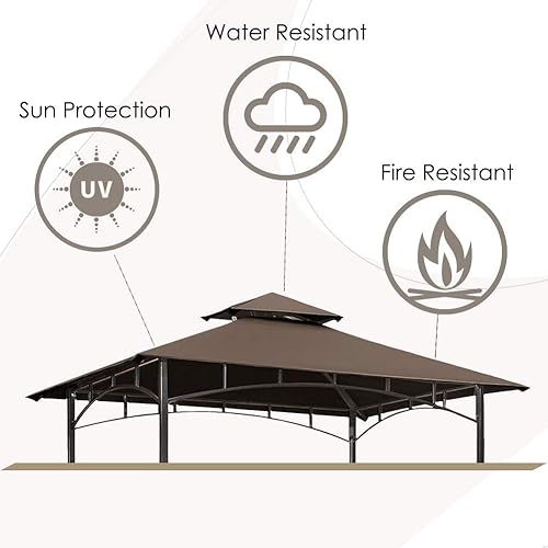 Miniatura 2 de CoastShade Gazebo de barbacoa de 8 x 5 pulgadas, doble nivel, techo de repuesto para exteriores, carpa de techo, color marrón