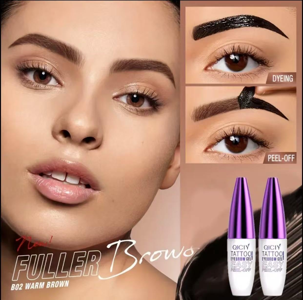 2Pcs Peel Off Eyebrow Tint Gel, Semi-Permanent Color Brow Dye - Image 4