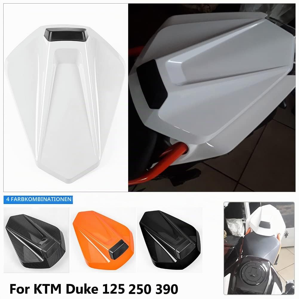 Motorrad-Soziussitzabdeckung für den Soziussitz, harter ABS-Motorverkleidung, Heckabschnitt für Duke 125 Duke125 2017-2022 Duke 250 Duke250 2021-2022 Duke 390 Duke390 2017-2023 (Weiß)