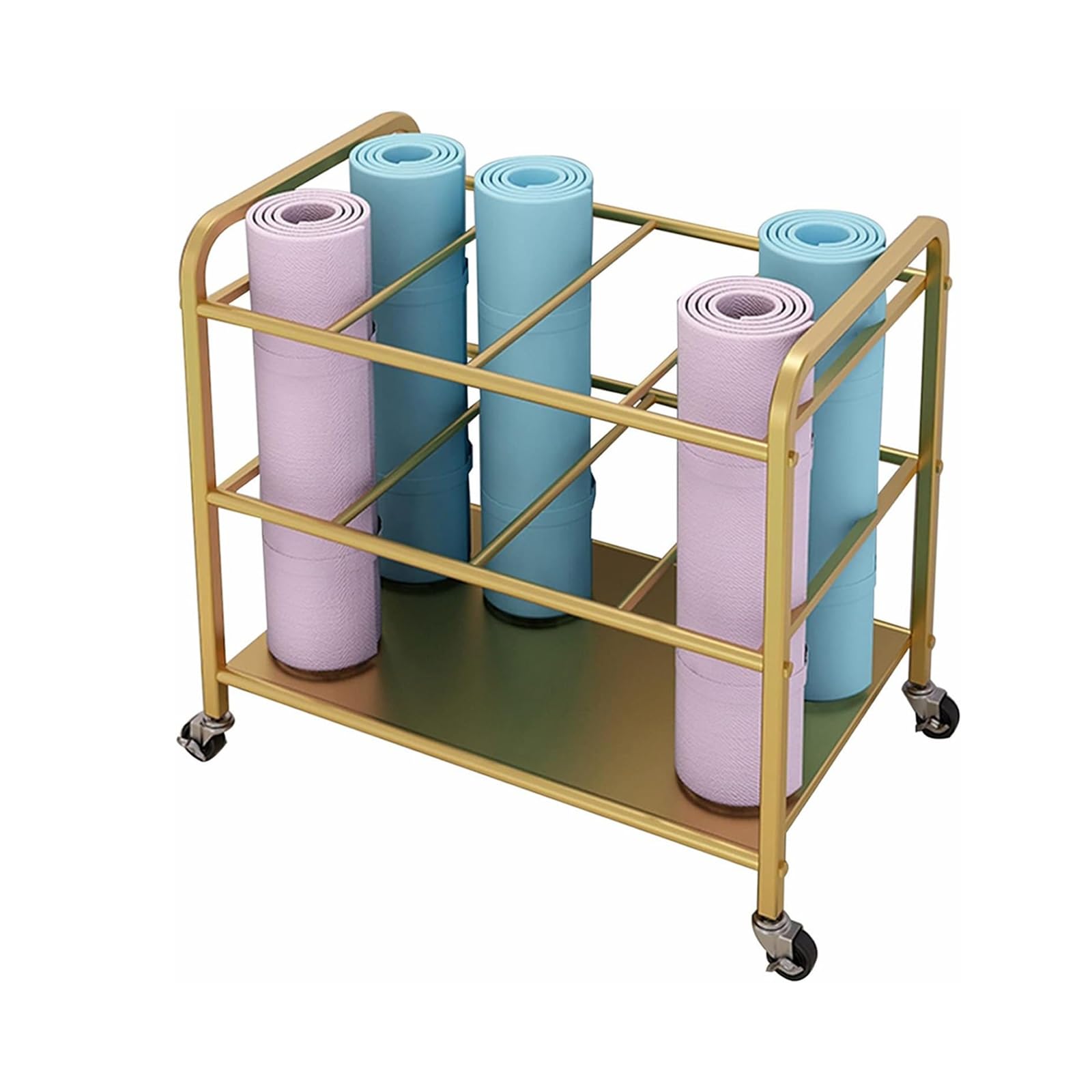 CGCSYZ Foam Roller & Yoga Mat Storage Rack With Wheels, Yoga Mat Holder (Gold)