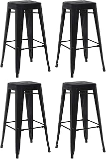 SUÁREZ Sillas, Metal, Negro, 43 x 43 x 76 cm, 4 Unidades