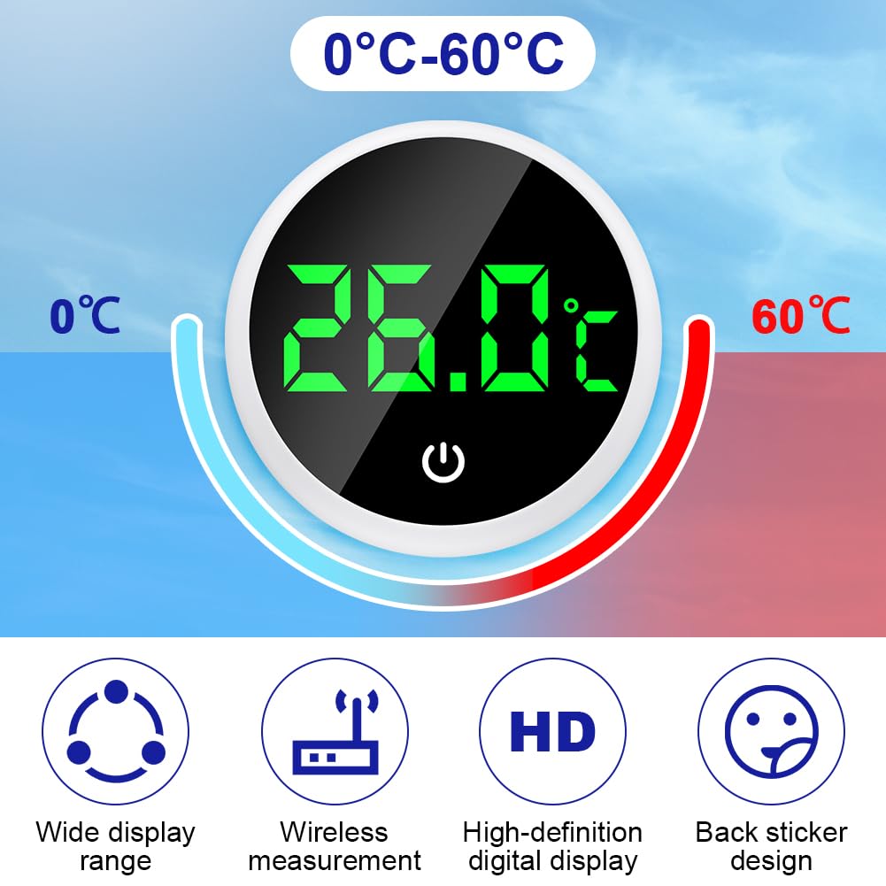 Flintronic Thermomètre d'Aquarium, Mini Thermomètre Aquarium Numérique, Affichage LED, Capteur de température haute précision, Convient aux aquariums d'eau douce et d'eau de mer