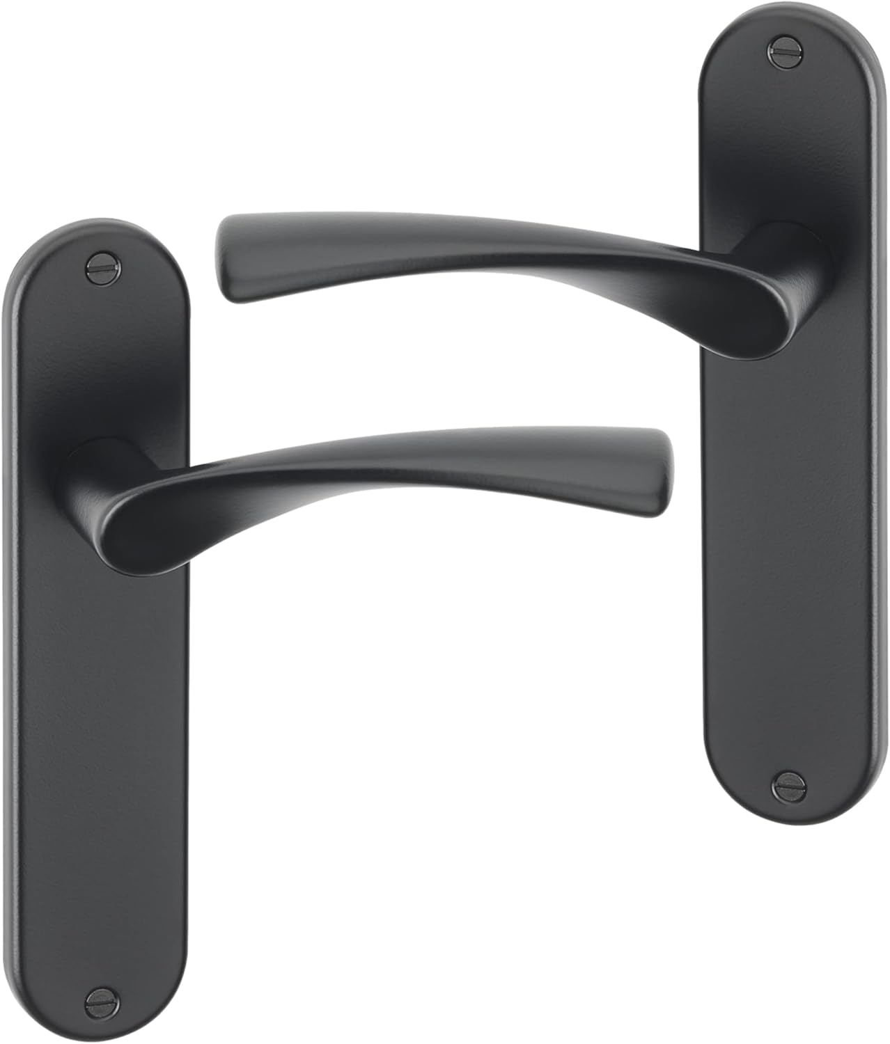 URFIC Black Lever Latch on Plate Door Handle. Nickel Handles for