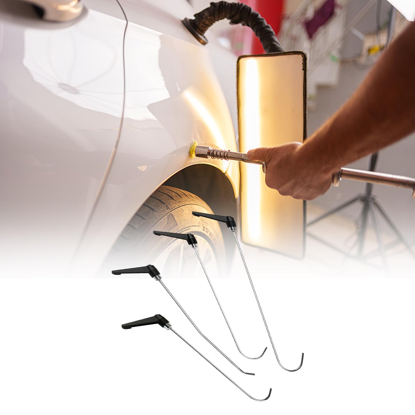 Lot de 4 crochets noirs pour carrosserie automobile - Outil manuel d'indentation de poignée rotative