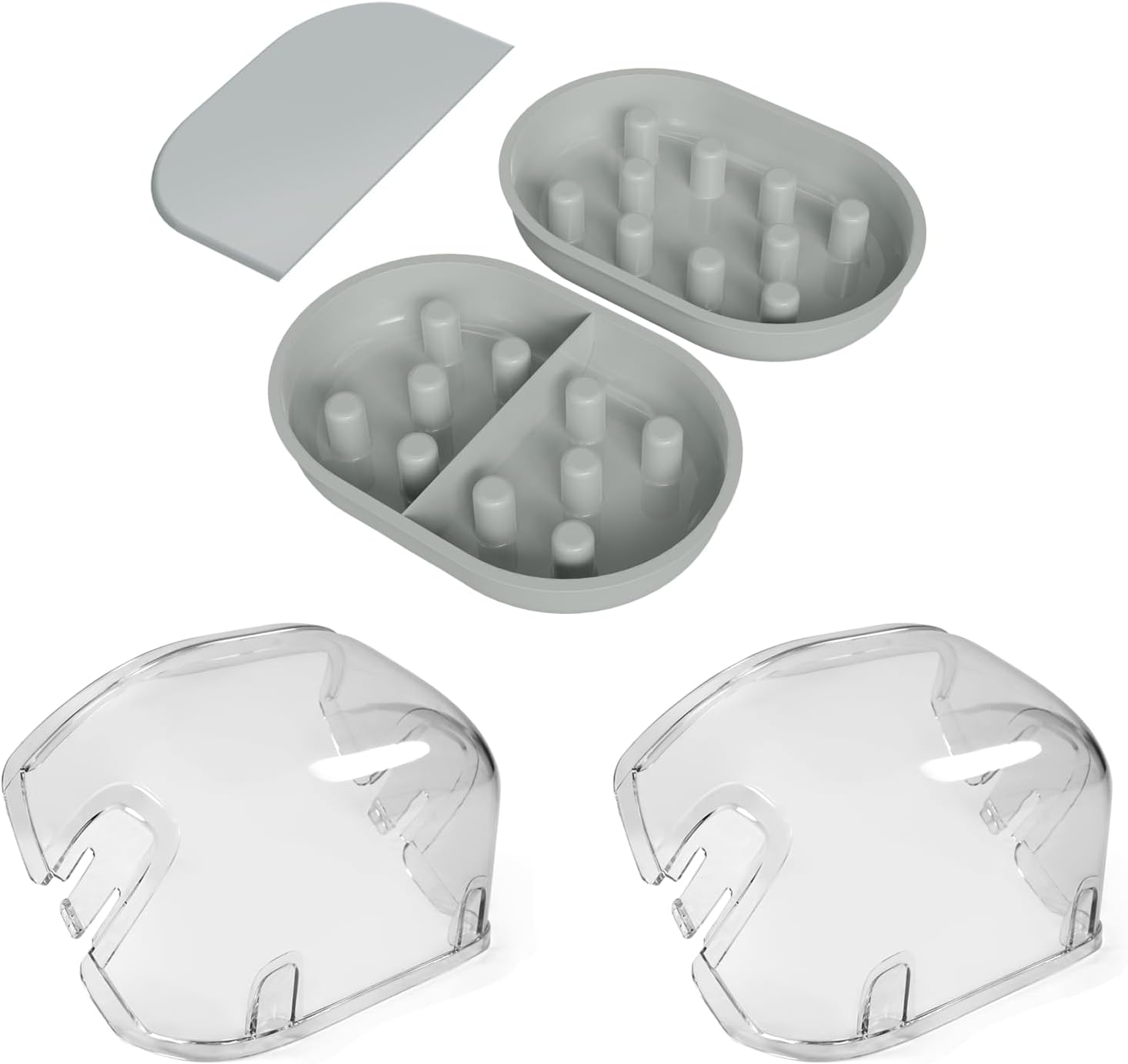 Slow Feeder Bowl & Mat Set and Rear Cover(2 Pack) for Automatic Microchip Cat Pet Feeder