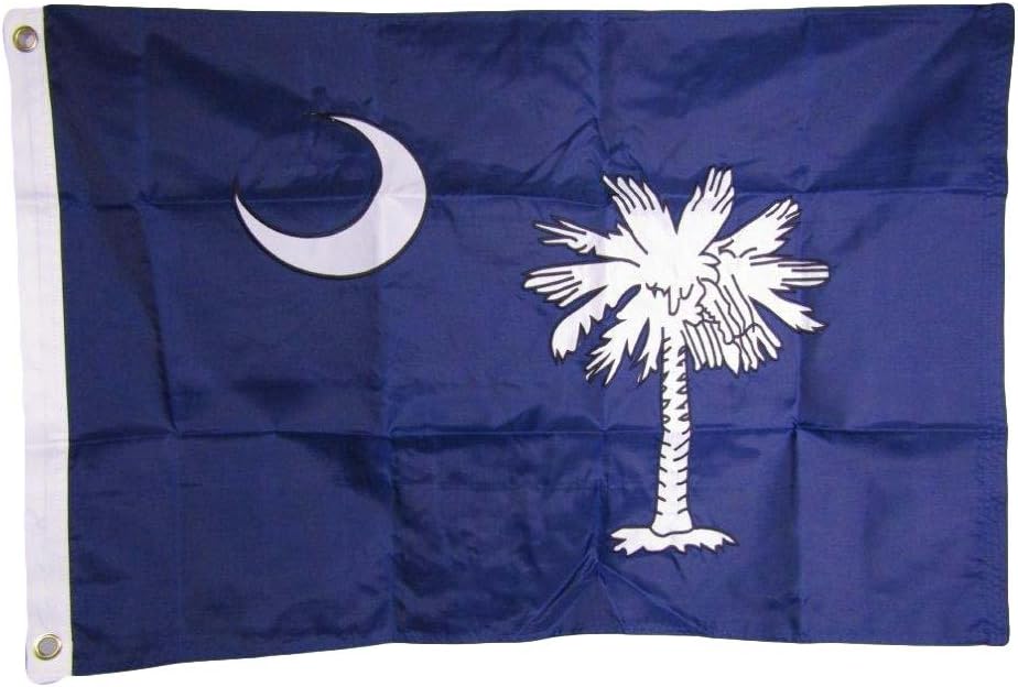 AES 2x3 Embroidered State of South Carolina Double Sided 210D Sewn Nylon Flag 2'x3' Banner Grommets Double Stitched Fade Resistant Premium Quality