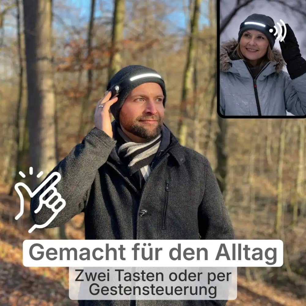 Adventure Light 2.0 - Das Original Wiederaufladbare LED Stirnlampe - Superhell 230° Weitwinkel, Gestengesteuert, Leicht, 3 Modi für Joggen, Angeln, Laufen