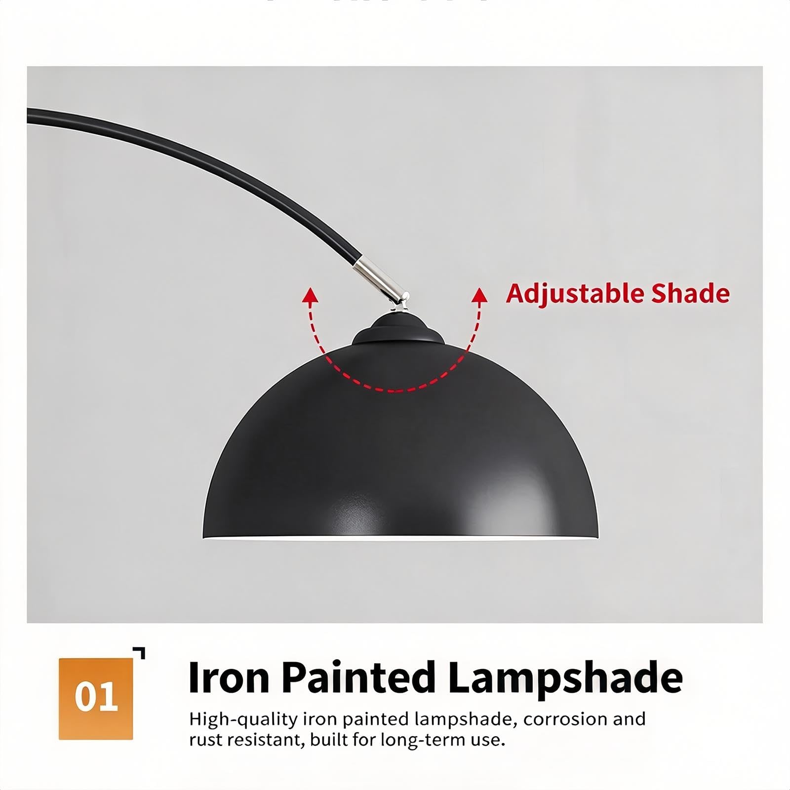 Lampada Ad Arco Pavimento Mensole Portaoggetti, Design Tavolino Laterale